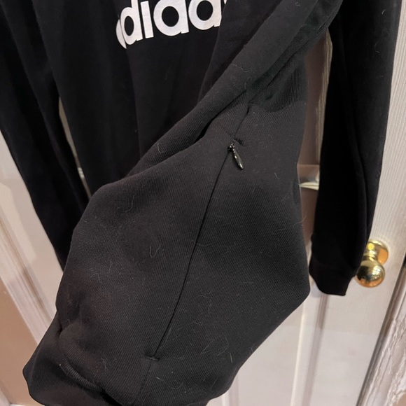 NWT $70 Adidas | Madewell | Trefoil Hoodie in Black with White Trefoil - Picture 3 of 7